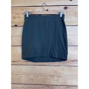 HM Divided Olive Green Jersey Mini Skirt Elastic Waist Basic Cotton Blend Small